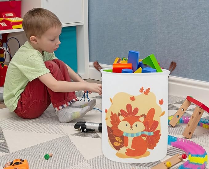 Fox Laundry Hamper Baby Hamper for Nursery Boy and Girl Kids Hamper Cute Kids Toys Storage Bin Organizer Room Decor for Home(Cute Fox)