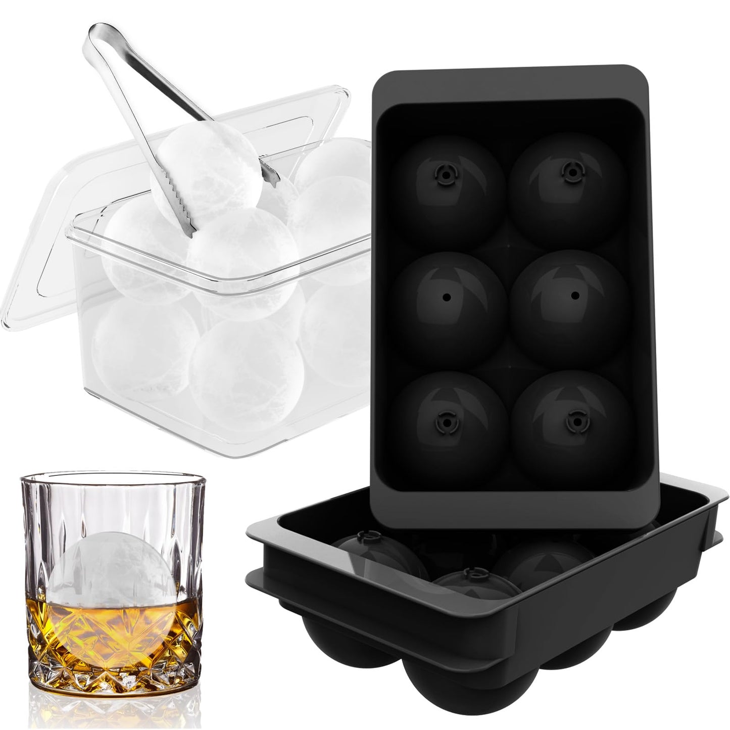 WIBIMEN 2.5-Inch Large Ice Cube Molds, 2-Pack Round Ice Ball Molds