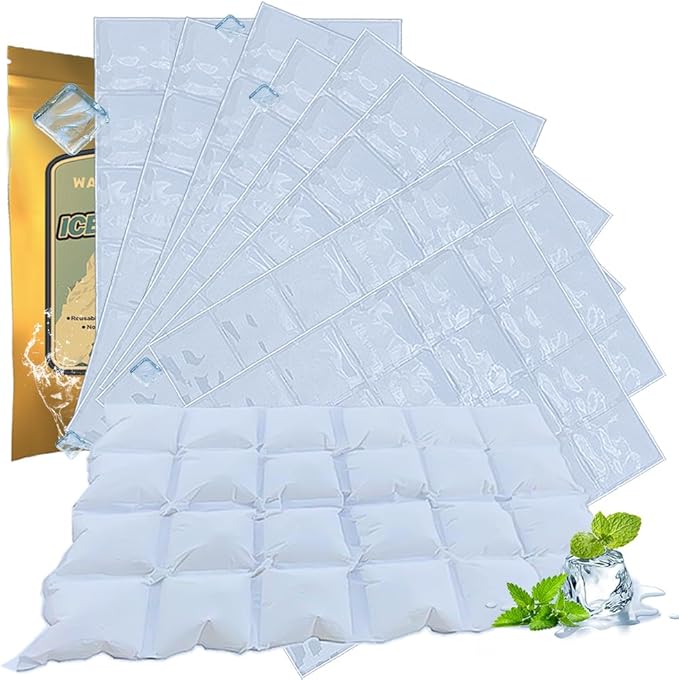 WAQIWARON Ice Sheets for Coolers Reusable - Ice Pack Sheets - Ice Mat with Flexible 96 Ice Cube Packs - Ice Blanket Large Flat Freezer Long Lasting Ice Packs for Cooler