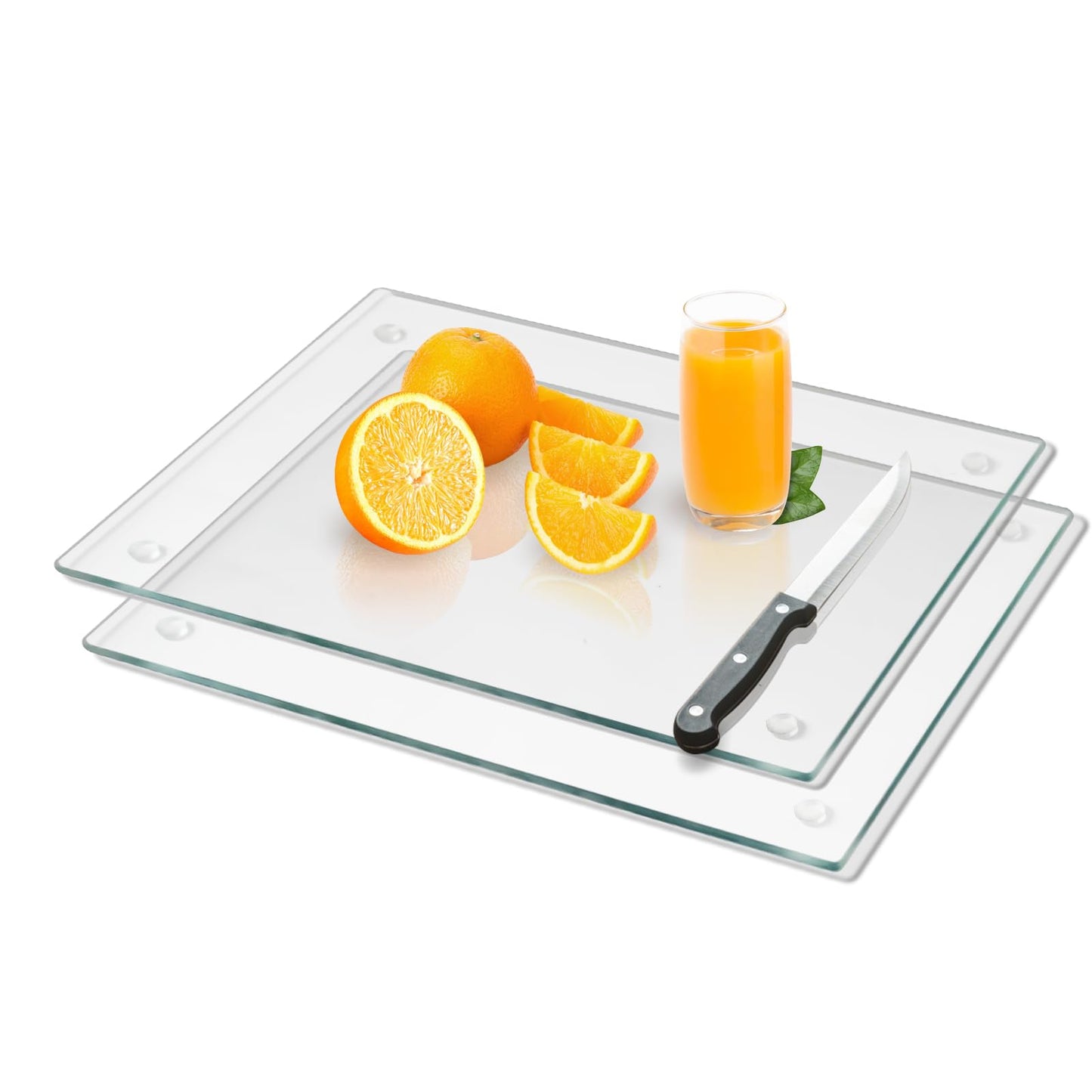 Mymonfif Tempered Glass Cutting Board for Kitchen, Clear Glass Board for Countertop, with Non-Slip Feet, Heat Resistant, Large Size 12x16" 2Pcs, Small Size 12x8" 2Pcs