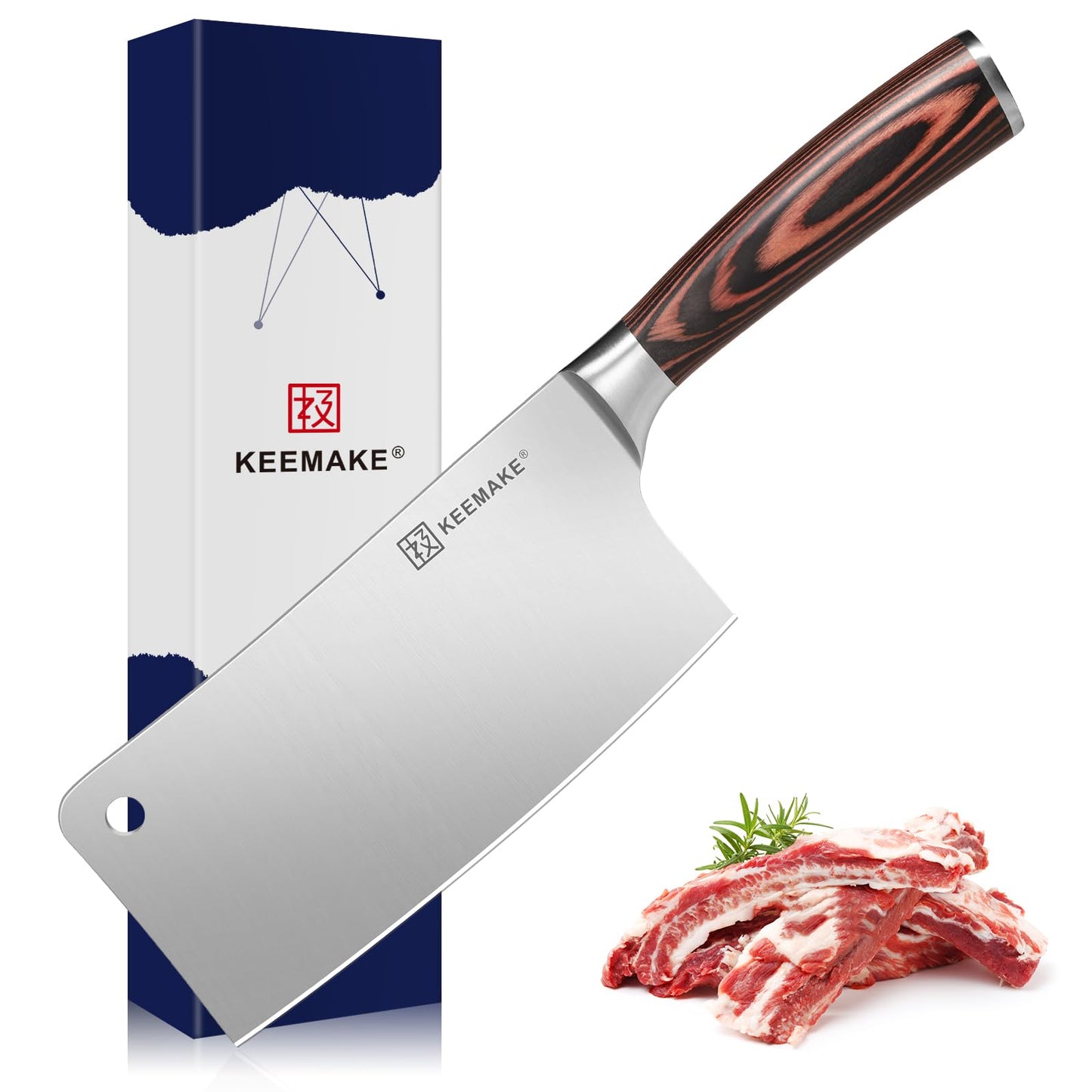 KEEMAKE 7 Inch Nakiri Knife, Japanese Kitchen Vegetable Cleaver