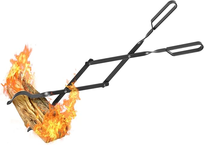 26" Fireplace Fire Pit Tongs & 32" Fire Pit Poker, Heavy Duty Wrought Iron