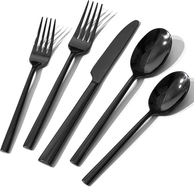 45-Piece Silverware Set with Serving Utensils, Forged Flatware Cutlery Set