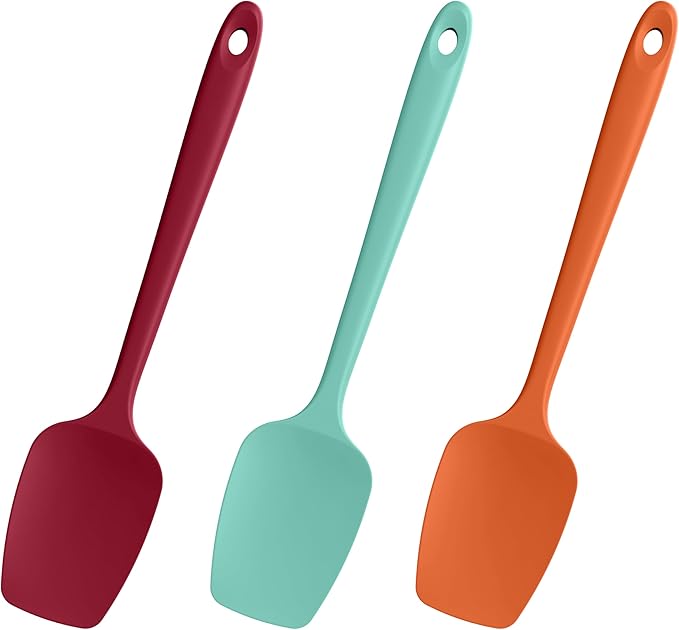 Doosu Heat Resistant Silicone Spoon Spatulas for Cooking (3 Pcs, Black)