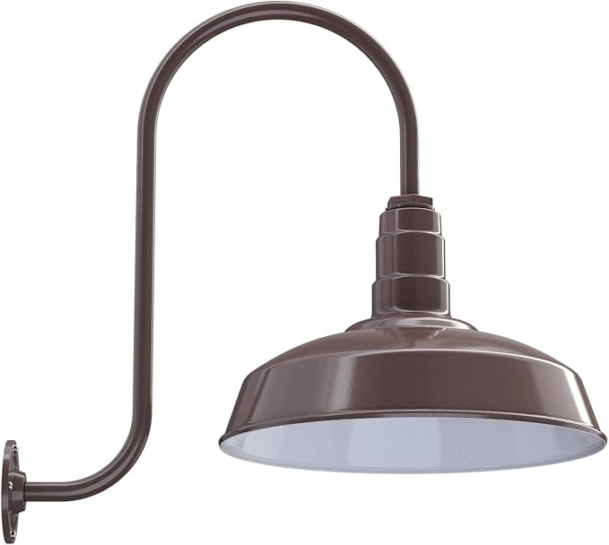 11" Straight Arm Barn Light Outdoor | Farmhouse | Modern Gray/Brass