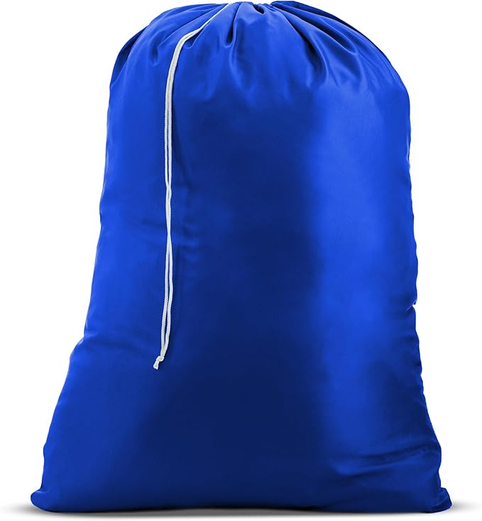 Nylon Laundry Bag - Locking Drawstring Closure and Machine Washable. These Bags will Fit a Laundry Basket or Hamper and Strong Enough to Carry up to Three Loads of Clothes. (Royal Blue)