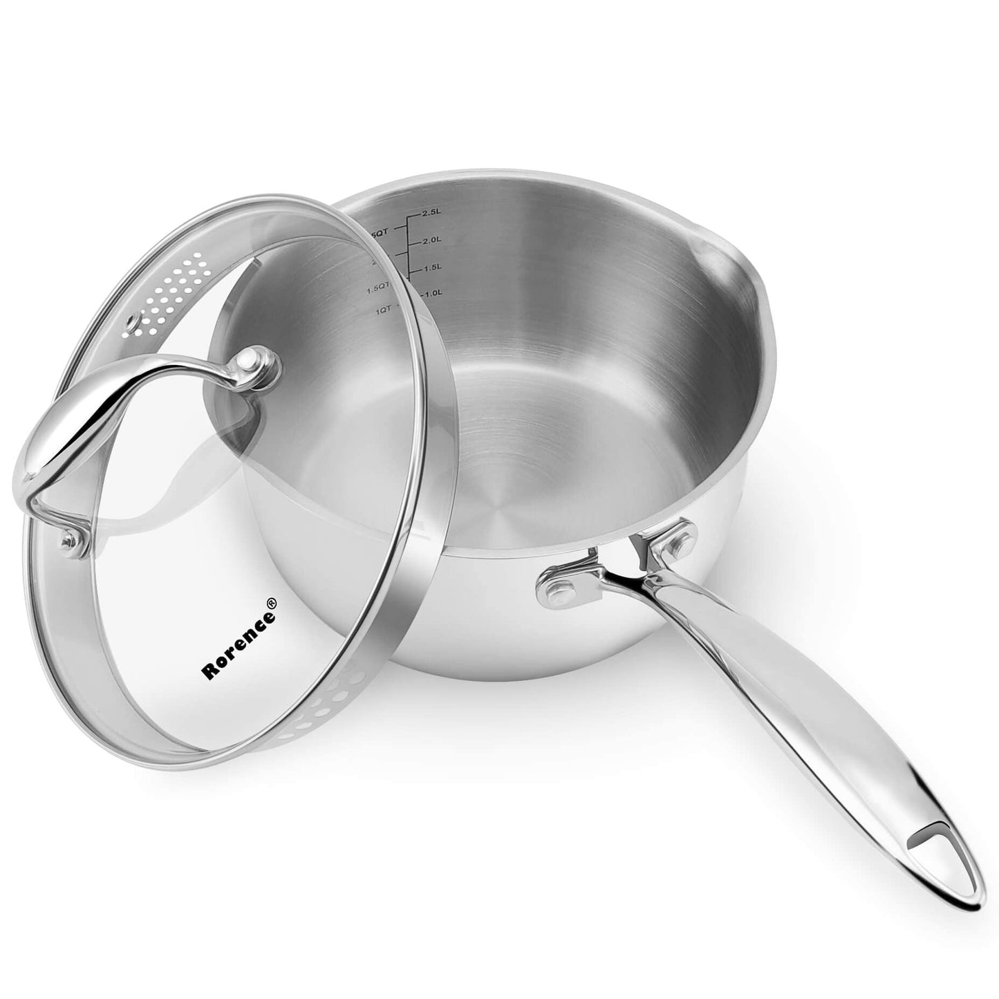 Rorence 3.7 Quart Stainless Steel Induction Sauce Pan with Lid