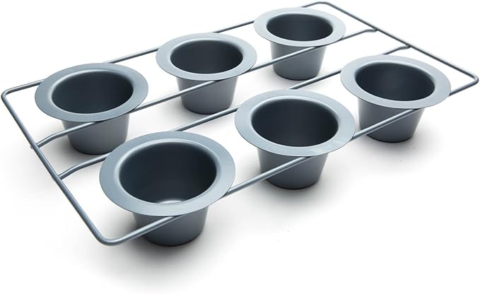 Fox Run Popover, Yorkshire Pudding and Cupcake Pan, 6 Cup, Stainless Steel