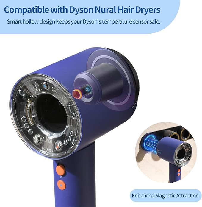 Dyson Hair Dryer Holder Wall Mount, Dyson Blow Dryer Holder for Dyson Attachments, Durable Aluminum Alloy Hair Dryer Wall Mount Hanger for Dyson Attachments Design for Bathroom Black
