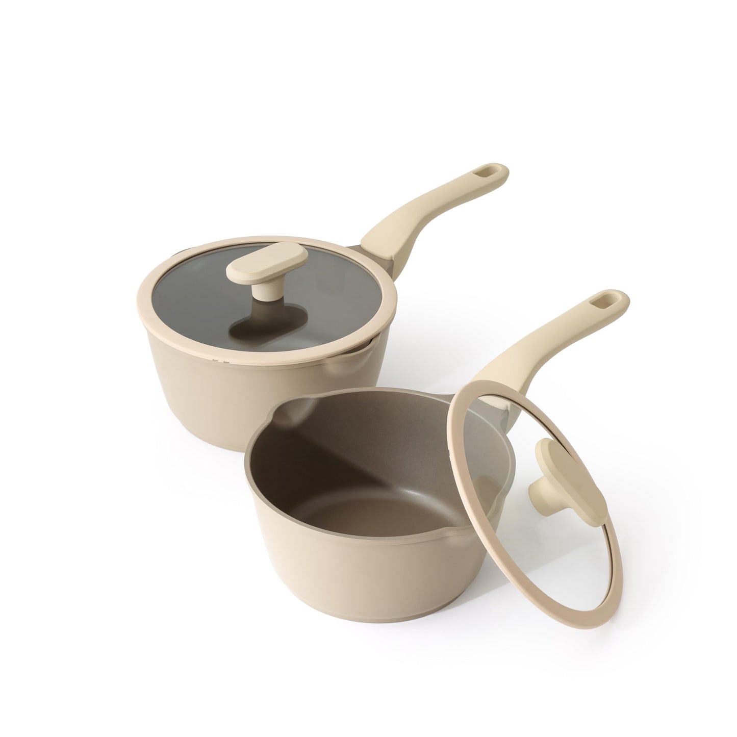 PRICUSIS Nonstick Saucepan with Lid, 2 Quart Sauce Pan, Healthy Sauce Pot with Pour Spouts for Multipurpose Use, PFOS & PFOA Free, Induction Compatible, Apricot