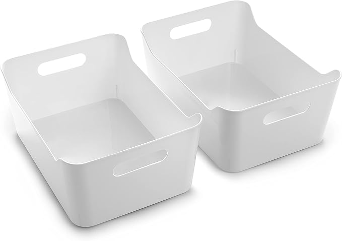 BINO | Plastic Storage Bins, Large - 2 Pack, Clear | THE SOHO COLLECTION | Pantry Organizers and Storage Containers | Fridge Organizer Bins | Kitchen Cabinet Organizer | Medicine Cabinet Bin