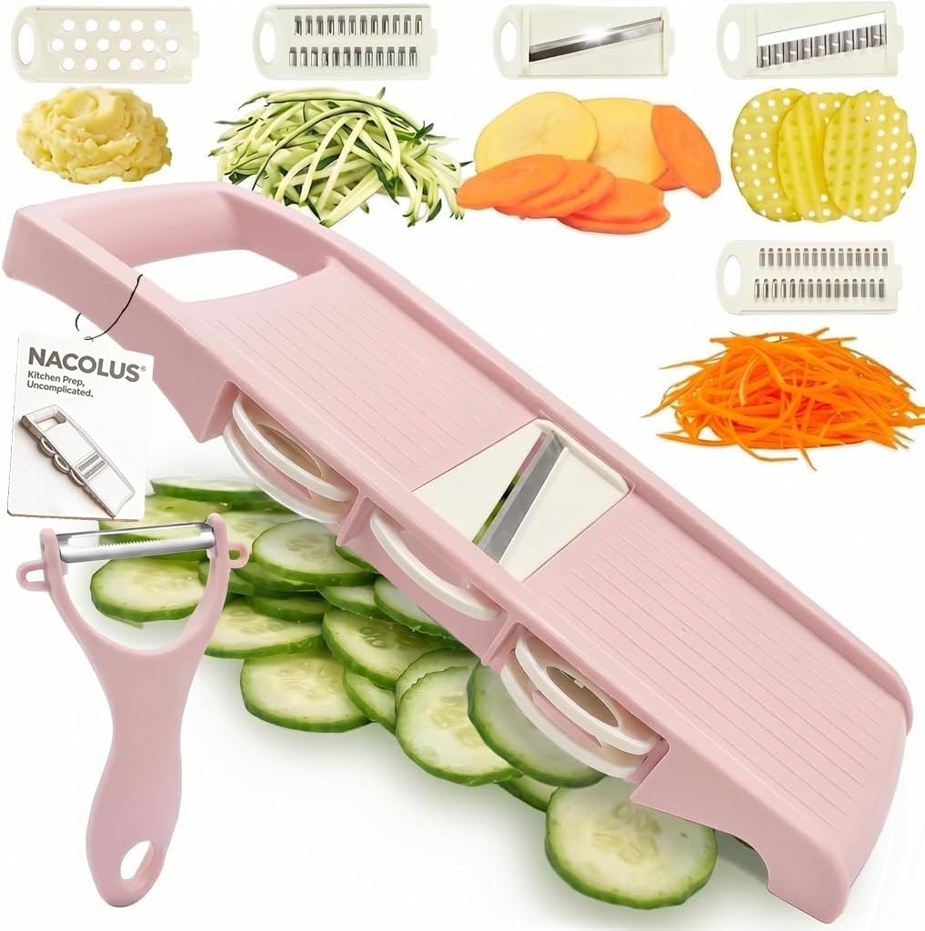 NACOLUS Handheld Mandoline Slicer for Kitchen, 5 in 1 Vegetable Slicer