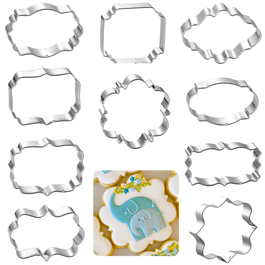 Kanehosi Christmas Ornament Cookie Cutters 8Pcs, Large Cookie Cutters Sturdy Stainless Steel Fondant Dough Cutters for Baking Christmas Decoration