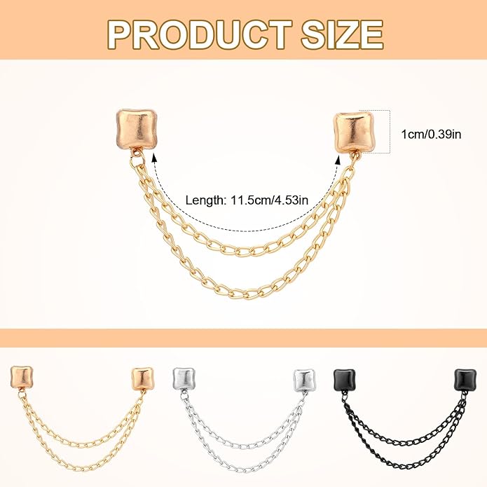 6pcs Magnetic Clothing Clips with Chain, Multi-Function Magnet Button Pins Hijab Cuff Clips for Fixing Hem of Clothes Long Pants Legs Sleeves of Shirts