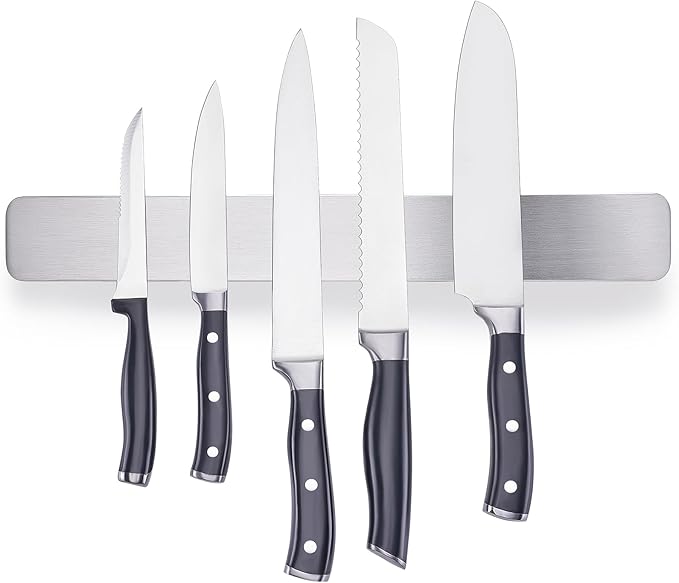 Magnetic Knife Holder for Wall, 10 Inch Acacia Wood Knife Strip, No Drill