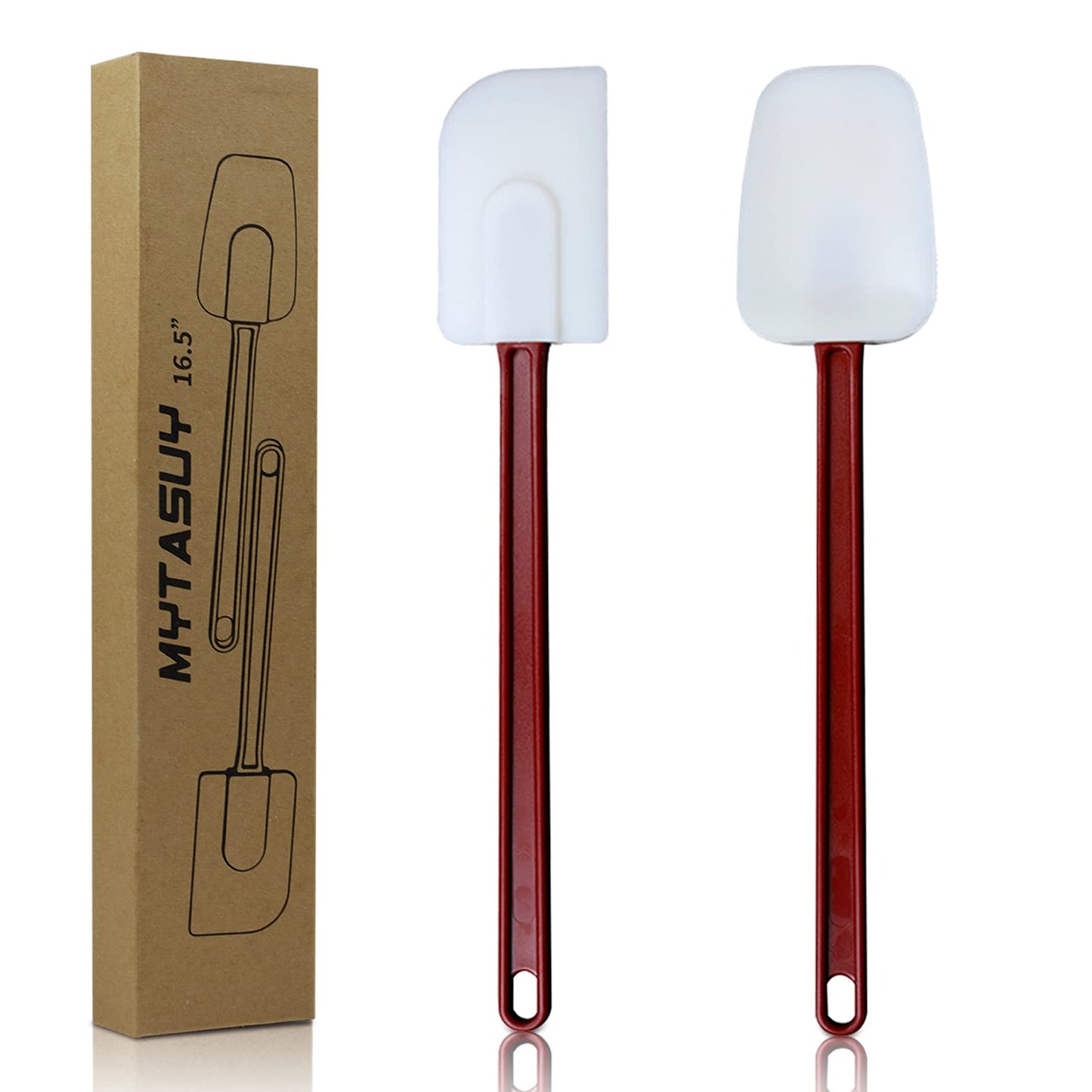 MYTASUY 10 INCH Silicone Spatulas Heat Resistant Heavy Duty Rubber Spatulas Commercial Spatulas Set for Kitchen Use Silicone Cooking Utensils Sets of 2