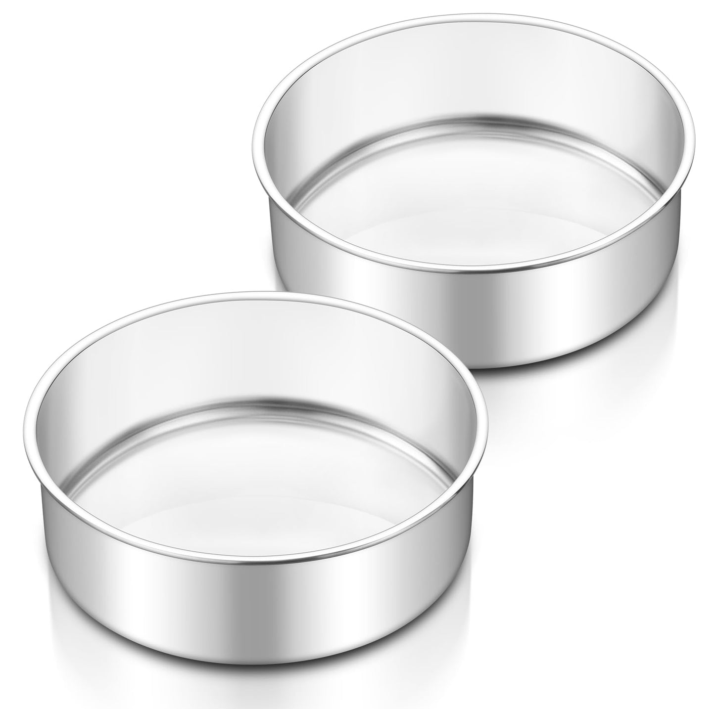 TeamFar 6 Inch Cake Pan, 2 Pcs Stainless Steel Round Tier Cake Pan Set