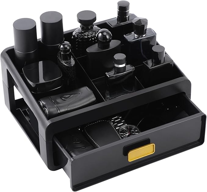 Organizer For Men,Bathroom Organizers,Cologne Organizer,Dresser Organizers,Bathroom Sink Organizer,Counter Storage,Cologne Stand,Drawer Perfume Display Holder,Gifts for Mens(BLACK)
