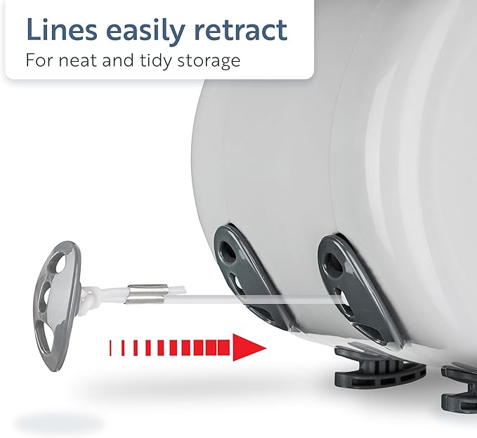 Minky Homecare Retractable Clothesline, PVC Coated, Outdoor | Dual Line | Heavy Duty | Space Saving | 49 Feet, Pack of 4
