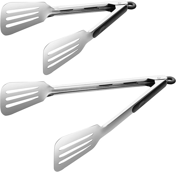 9-inch & 12-Inch Spatula Tongs for Cooking, Stainless Steel Kitchen Tongs