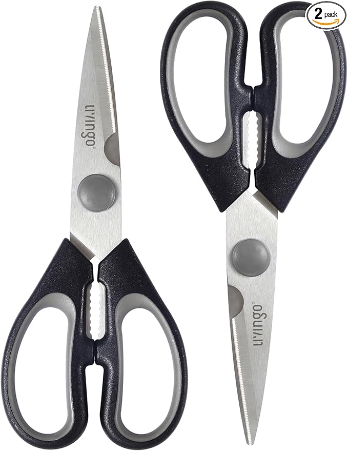 LIVINGO 7.5 Inch Kitchen Scissors Heavy Duty Food Shears 2 Pack