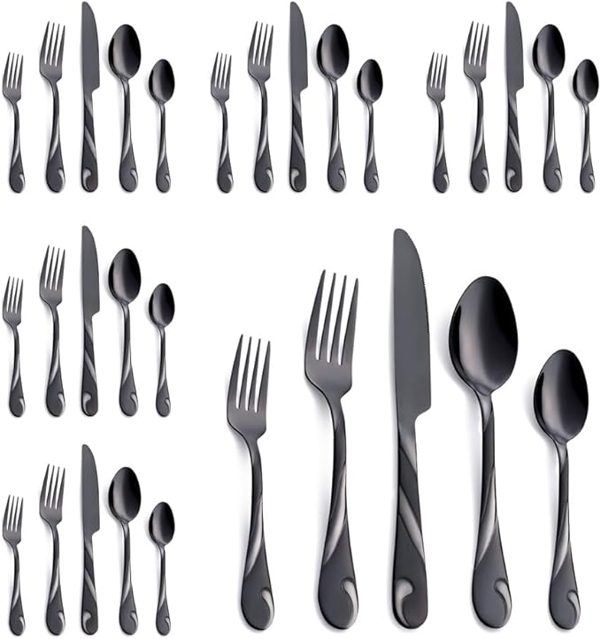 Seeshine Gold Stainless Steel Flatware Set for 8, 40-Piece Silverware Set