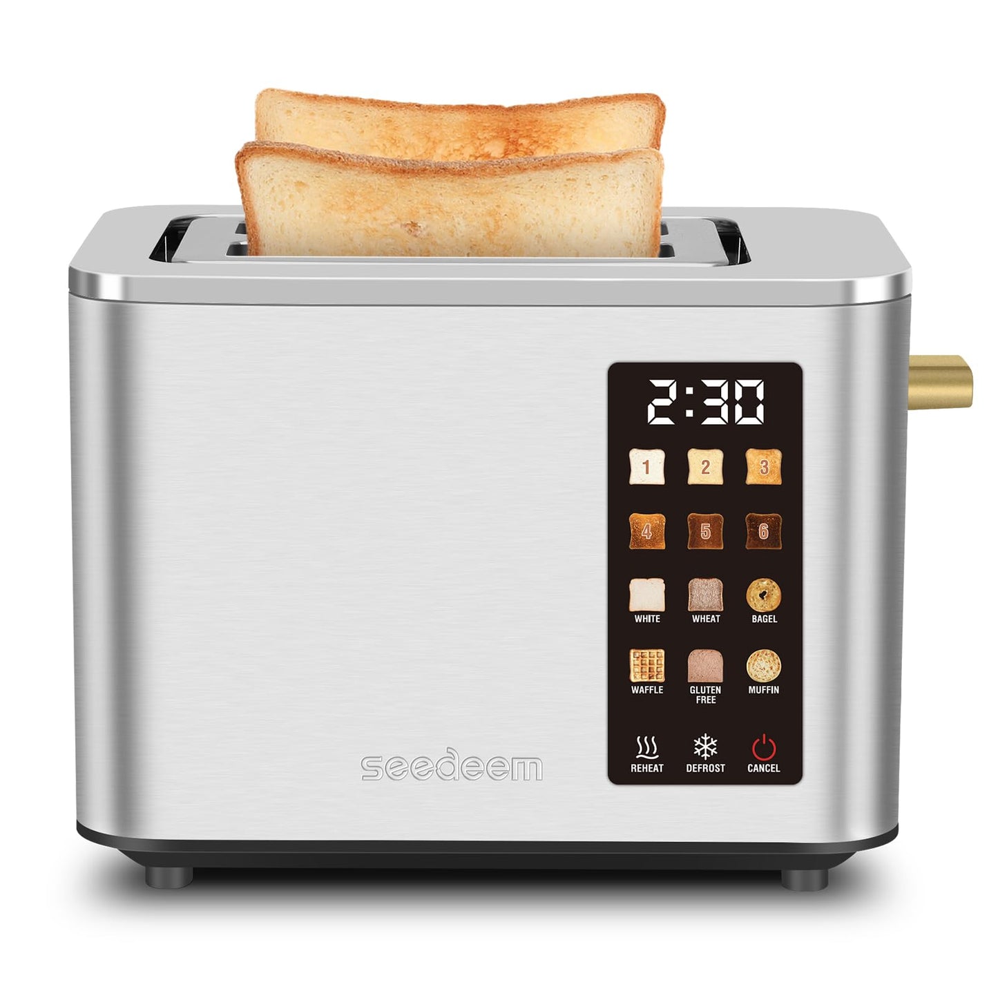 SEEDEEM Touchscreen Toaster 2 Slice, Stainless Steel, 6 Shade, 900W, Green