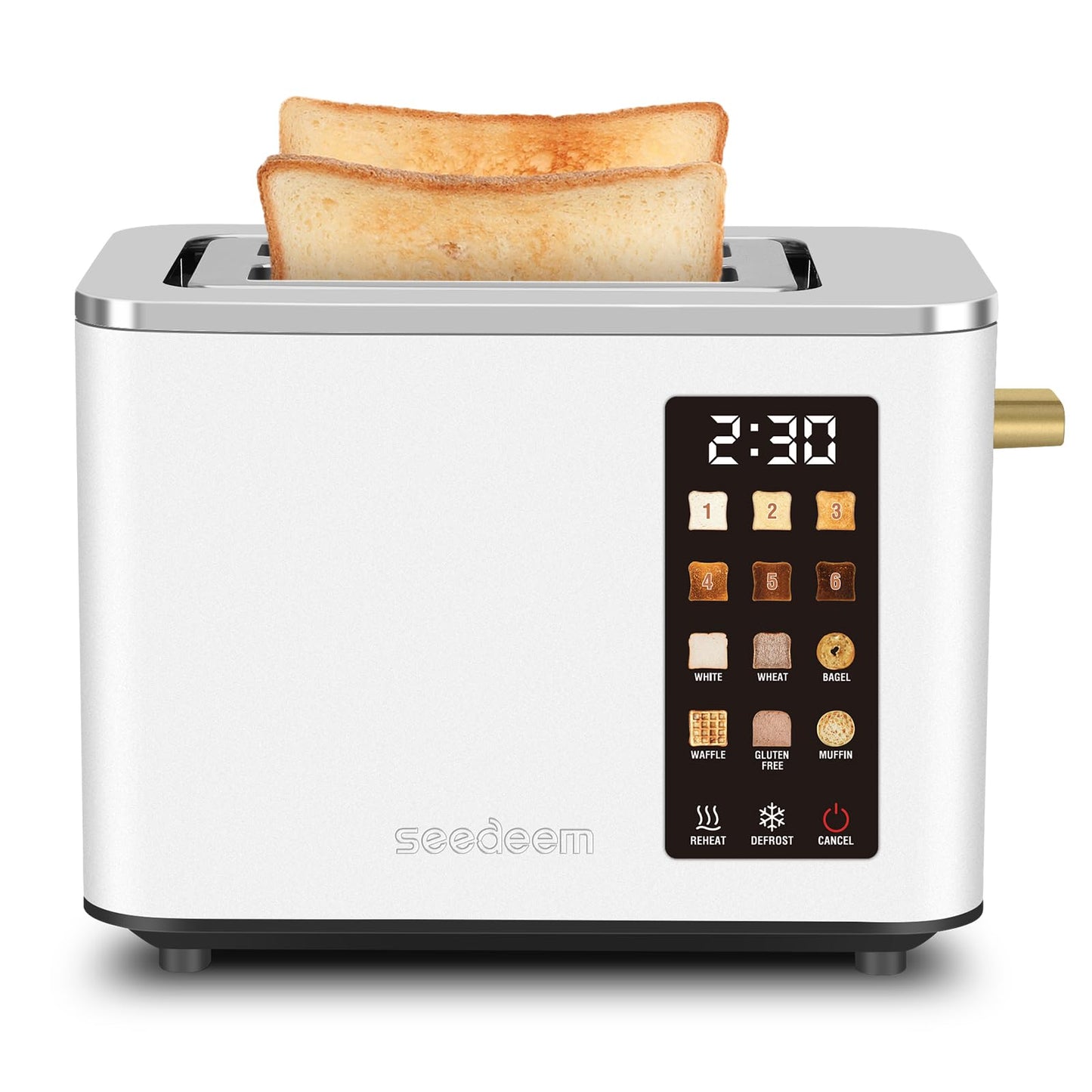 SEEDEEM Touchscreen Toaster 2 Slice, Stainless Steel, 6 Shade, 900W, Green