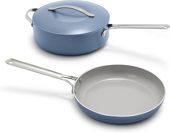 GreenPan Nova 10” Frying Pan Skillet and 4.37QT Sauté Pan with Lid, Oprah’s Favorite Things 2024, PFAS-Free Ceramic Nonstick, Induction Suitable, Sear, Fry, Broil, Dishwasher & Oven Safe, Clay