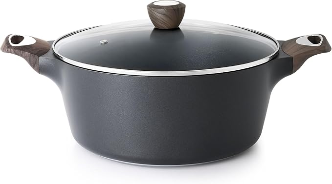 SENSARTE Nonstick Stock Pot with Lid, 2.6/4.5/6.6/8.5/11 QT Soup Pot Casserole Pot, Healthy Pasta Pot, Large Deep Cooking Pot, Big Sauce Pot Stew Pot, Induction Compatible, PFOA PFOS APEO Free, Black