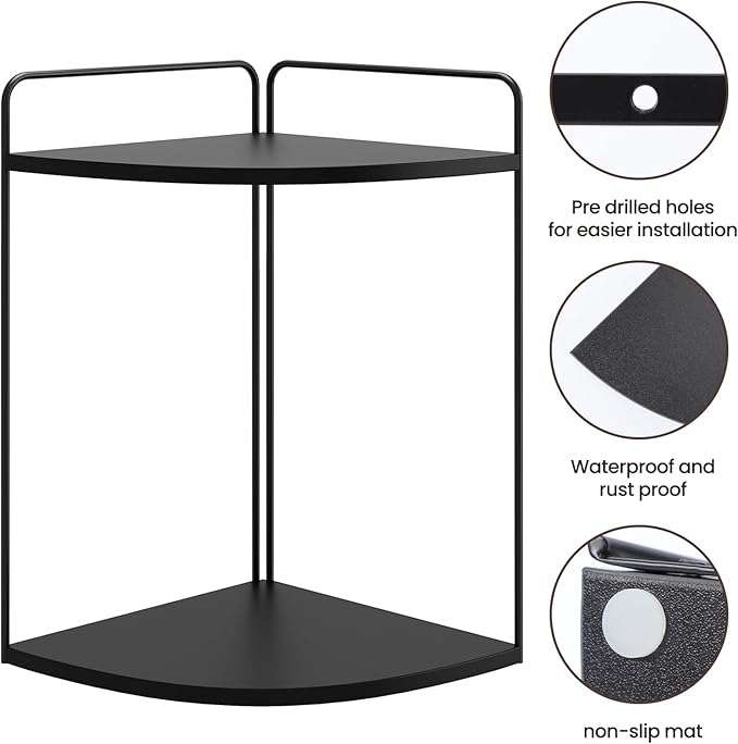 Bathroom Counter Organizer,Countertop Organizer,Vanity Organizers,Bathroom Storage,Bathroom Sink Caddy,Counter Shelf,Corner Counter,Corner Shelves(Black)