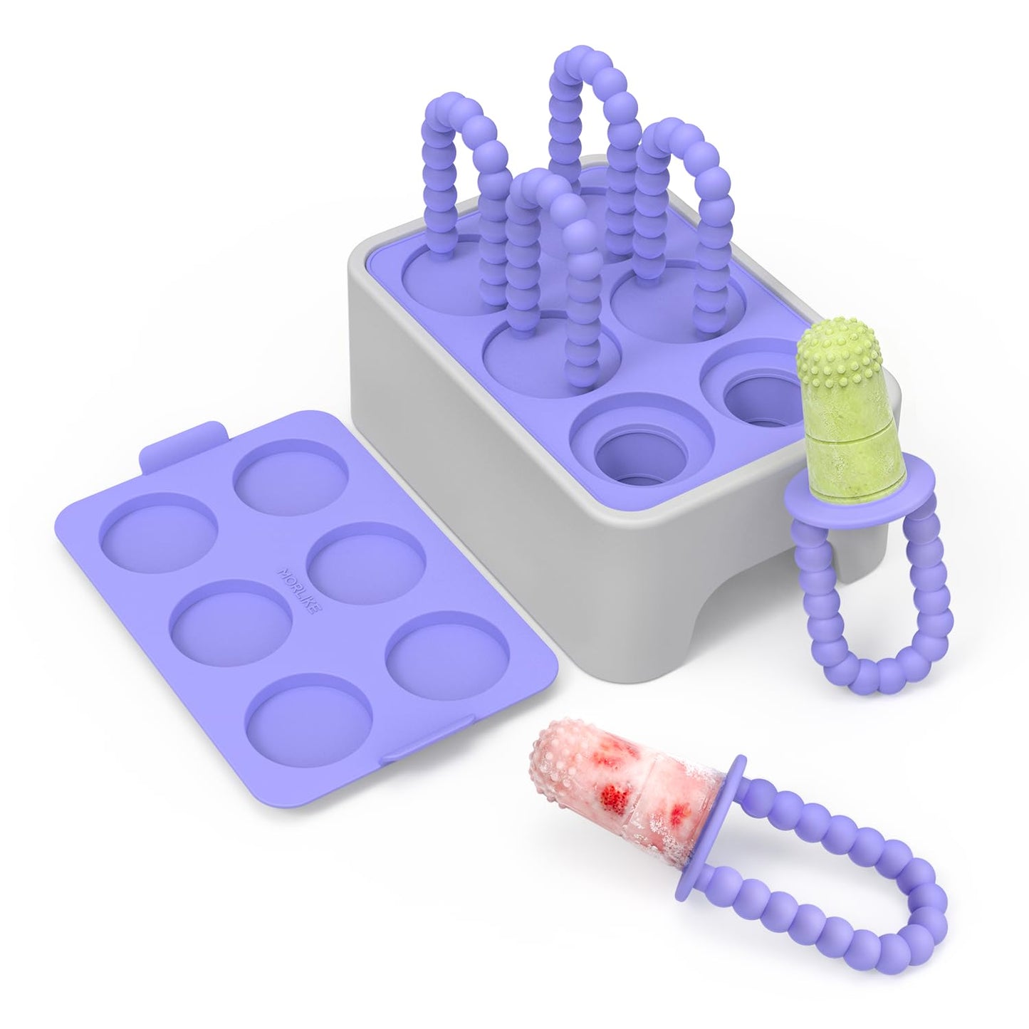 MORLIKE LIVING Baby Popsicle Molds Teething Relief, Grey