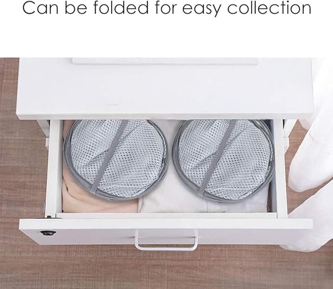 Larpur Pack of 3 Pop up Laundry Hampers, Collapsible Laundry Baskets, Portable Mesh Clothes Hampers for Home Room, College Dorm, Apartment, Foldable Hamper with Carry Handles, Gray