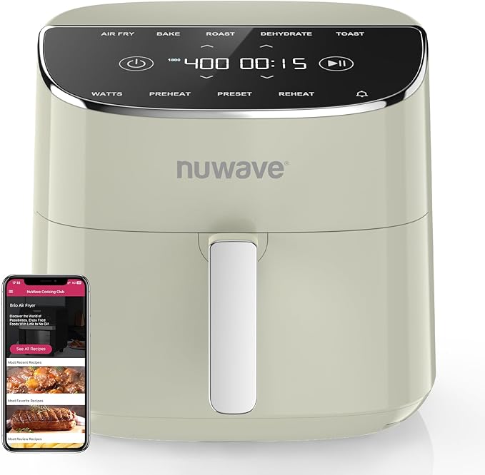 Nuwave Brio Plus Air Fryer 8 Qt, New & Improved, PFAS-Free Ceramic Coating