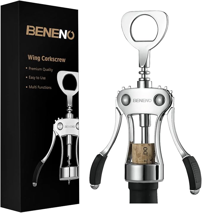 Beneno Wine Opener, Premium Wing Corkscrew Wine Bottle Opener, Dark Green
