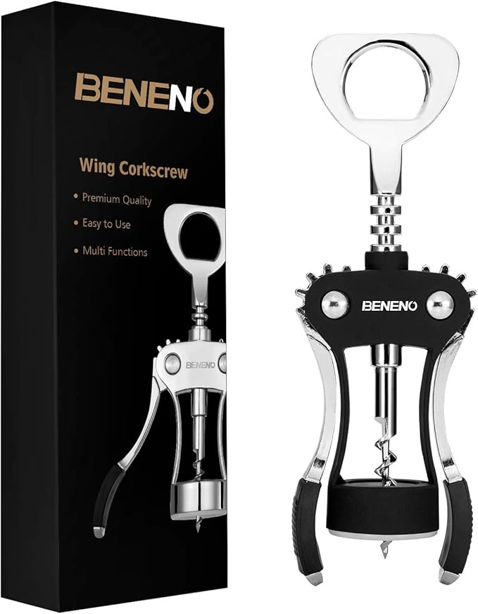 Beneno Wine Opener, Premium Wing Corkscrew Wine Bottle Opener, Dark Green