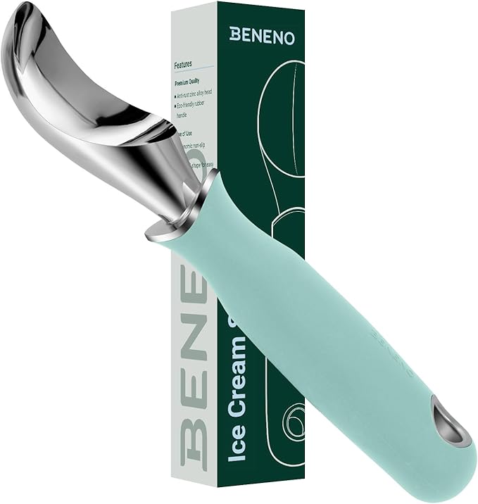 Beneno Premium Heavy Duty Ice Cream Scoop with Ergonomic Grip Handle, Pink