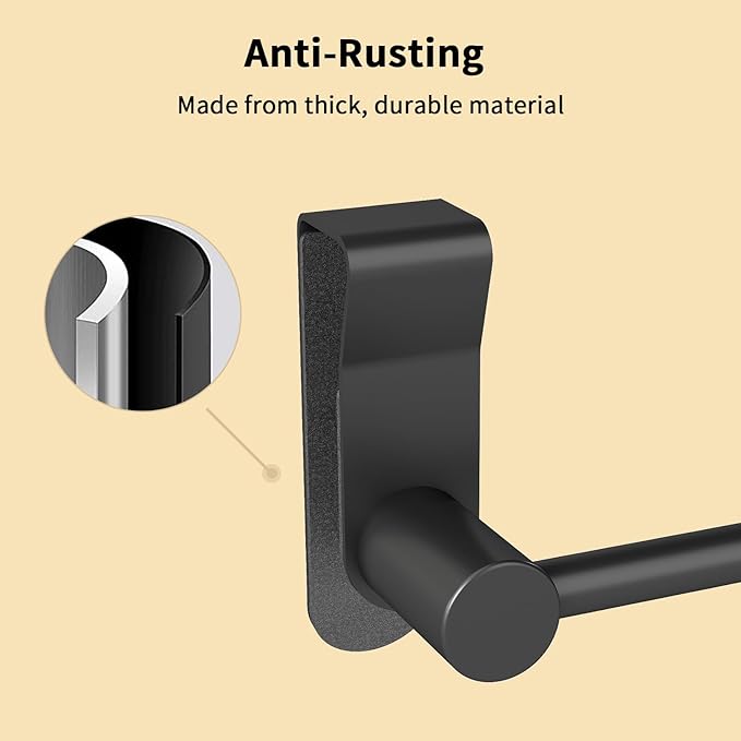 YUMORE Matte Black Over Door Towel Rack, Stainless Steel Over Cabinet Cupboard Towel Bar Kitchen Bathroom Towel Holder, Storage Dish Towel Holder, 2 Pack,