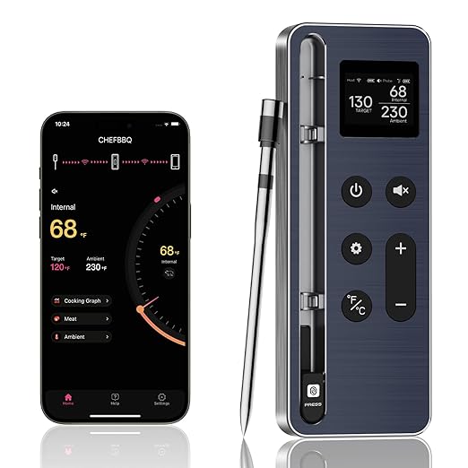 Paneceia Wireless Meat Thermometer Digital 800FT Long Range Food Thermometer with Bluetooth, Cooking Thermometer for Remote Temp Monitoring of BBQ, Oven, Grill, Smoker, Air Fryer, iOS & Android App