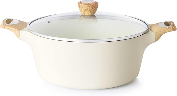 SENSARTE Nonstick Stock Pot with Lid, 2.6/4.5/6.6/8.5/11 QT Soup Pot Casserole Pot, Healthy Pasta Pot, Large Deep Cooking Pot, Big Sauce Pot Stew Pot, Induction Compatible, PFOA PFOS APEO Free, Black