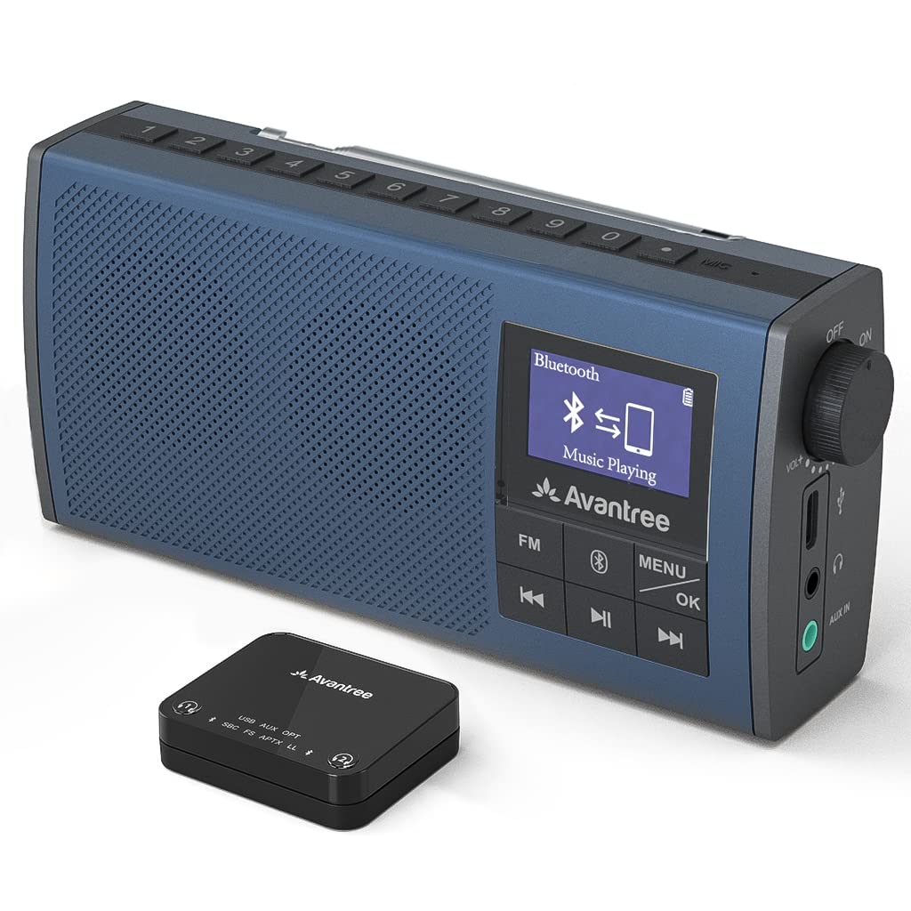 Avantree Wireless Portable TV Speaker & FM Radio 2-in-1, with Low Latency Bluetooth TV Transmitter, Ideal for Seniors, Hard of Hearing - Audikast 4860