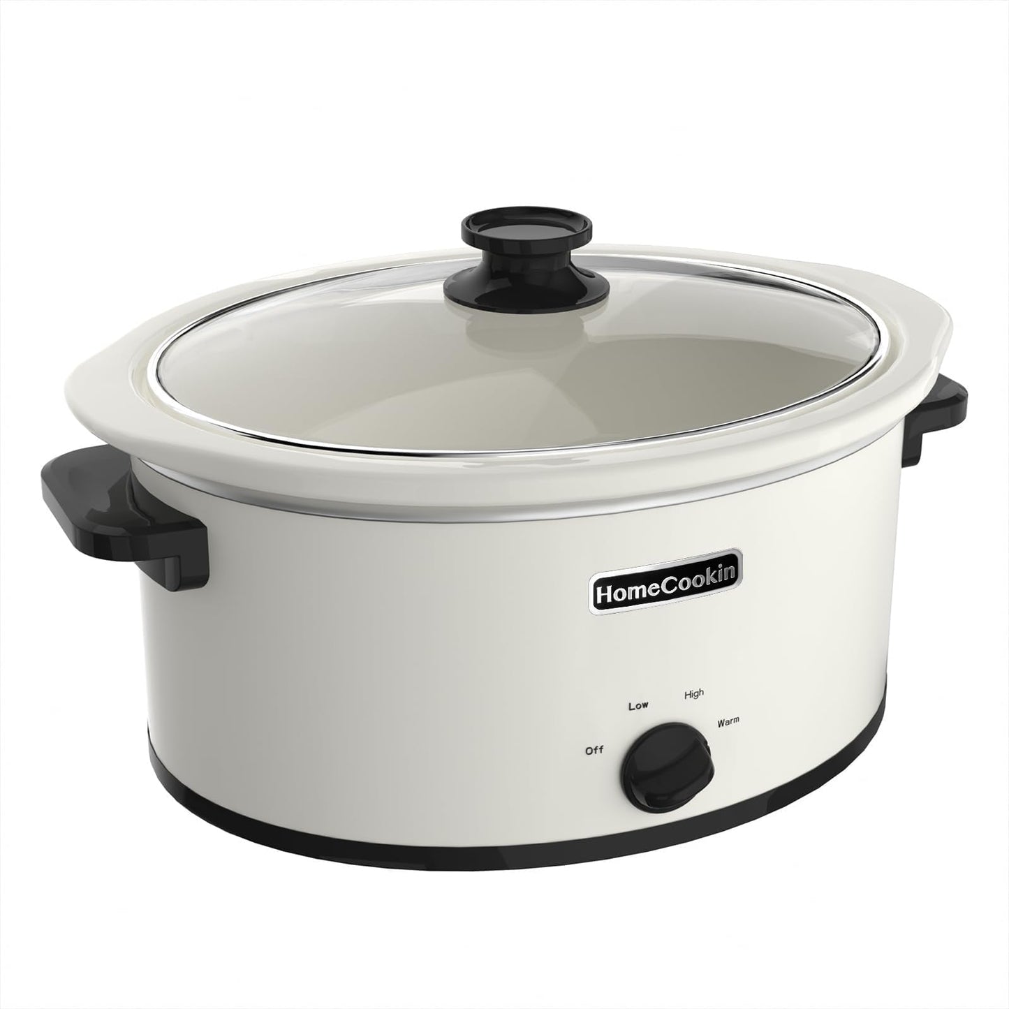 HOMECOOKIN 7 Quart Slow Cooker Oval Manual Pot Food Warmer with 3 Cooking Settings, Black Stainless Steel
