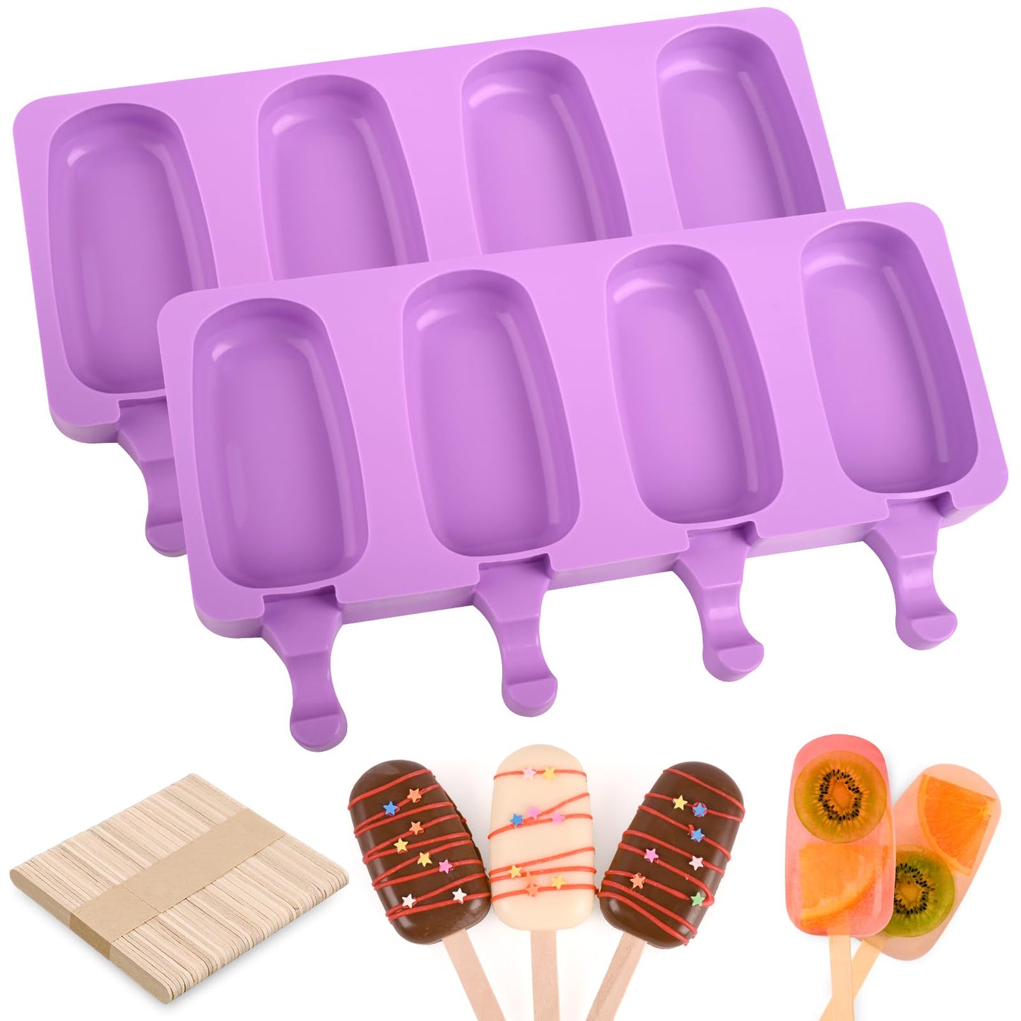 WMKGG Popsicle Silicone Molds Set, 2 PCS Ice Cream Molds