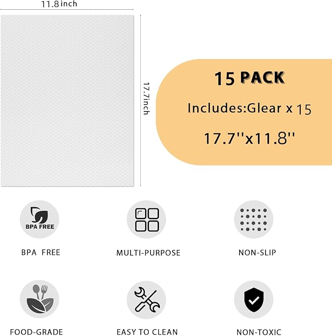 15PCS Shelf Mats Refrigerator Liners Washable Refrigerator Pads Fridge Mats Drawer Placemats Home Kitchen Gadgets Accessories Organization for Top Freezer(White)