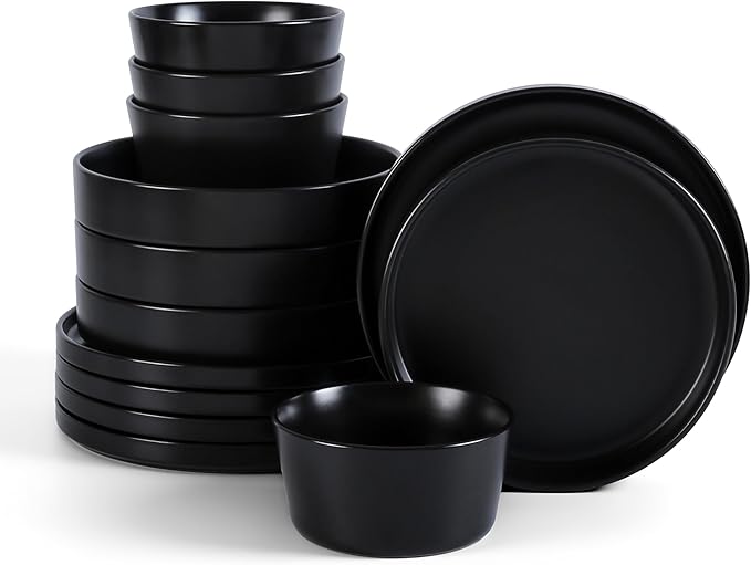 Stone Lain Celina Stoneware 12-Piece Dinnerware Set, Dinner and Pasta Bowls, White
