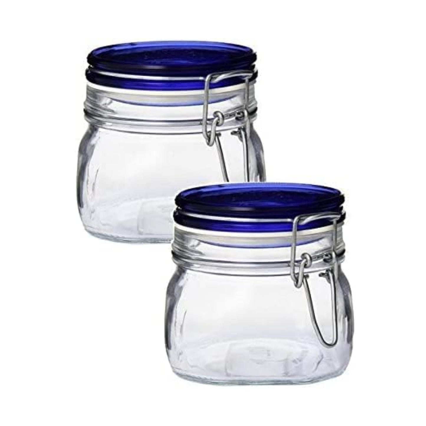 Bormioli Rocco Fido Collection, 2 Pack, 33¾ Oz. Food Storage Glass Jars, Airtight Rubber Seal & Glass Lid, With Stainless Wire Clamp, Made In Italy.