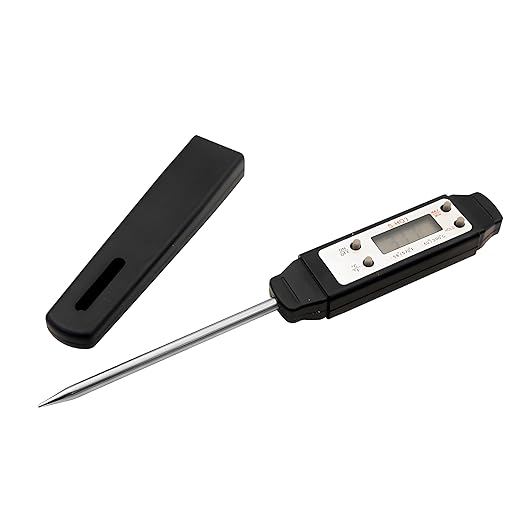 Ausenzup Meat Thermometer - Digital Food Thermometer for Cooking Kitchen - Automatic Calibration Pen Style Electronic Pocket Thermometer for Water Temperature, Barbecue (Yellow)