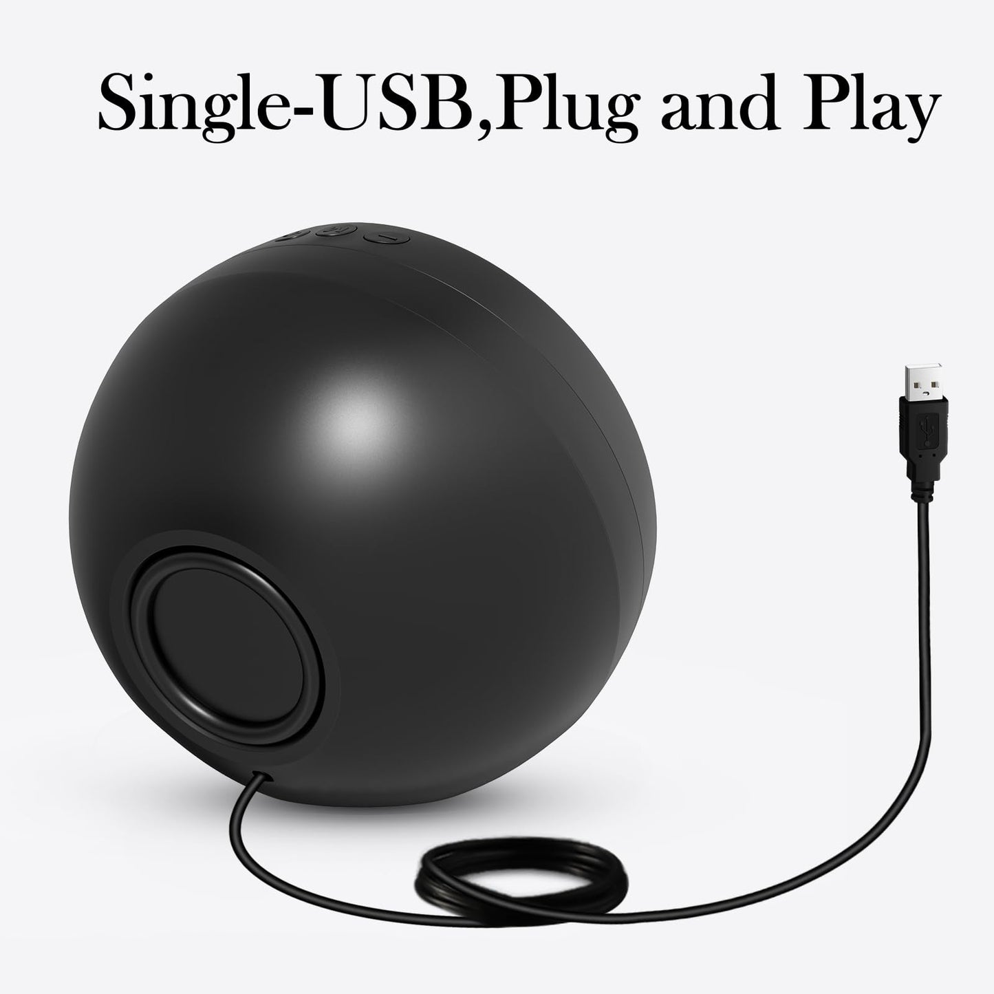 ABRRU USB Computer Speaker for Laptop, External Speakers for Desktop Computer with Crystal Clear Sound, Rich Bass and Volume Buttons, Plug-N-Play (Black)
