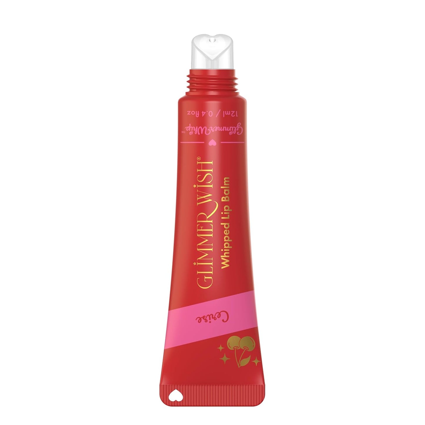 Glimmer Wish Glimmer Whip Hydrating Lip Balm – Organic Castor & Jojoba Oils, Shea & Cocoa Butters – Vegan, Non-Toxic, Moisturizing Lip Care (Cerise)