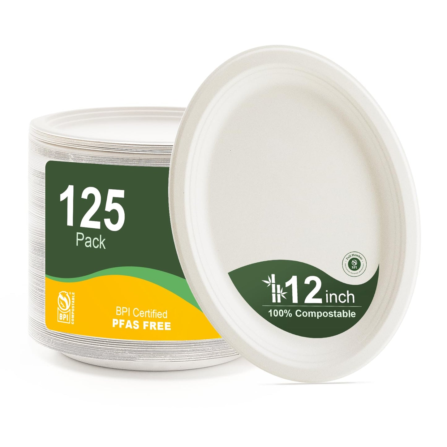WELLIFE Paper Plates 9 Inch 125-Pack Heavy Duty Paper Plates Bulk